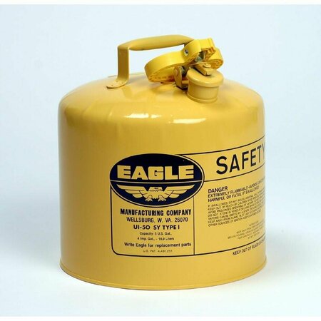 EAGLE SAFETY CANS, Metal - Yellow Diesel, CAPACITY: 5 Gal. UI50SY